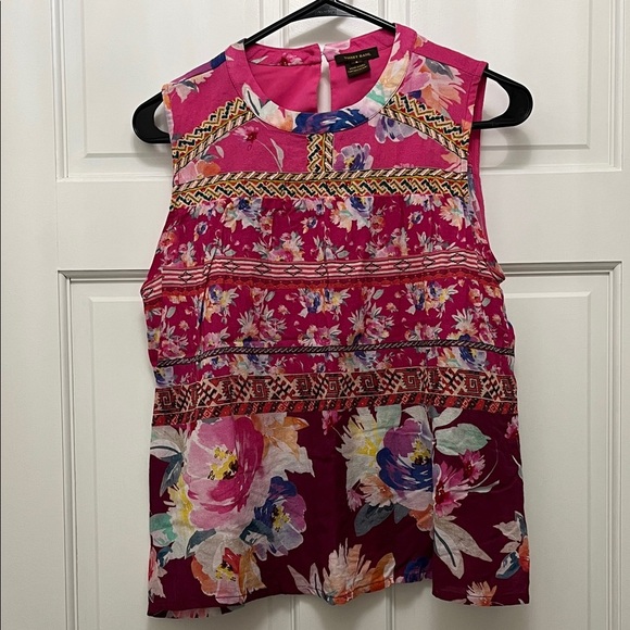 Anthropologie Multicolor Watercolor Floral Sleeveless Blouse - Size Small - Picture 7 of 16